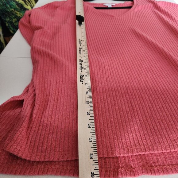 Time and Tru Sweater Womens Large Ribbed Knit Pullover V Neck Long Sleeve Relaxe - Picture 8 of 9